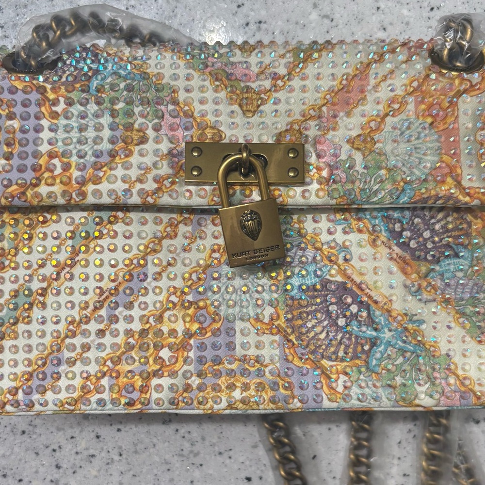 Kurt Geiger NWT The Brixton Seascape Iridescent Studded Bag W/Dustbag. - Picture 10 of 16